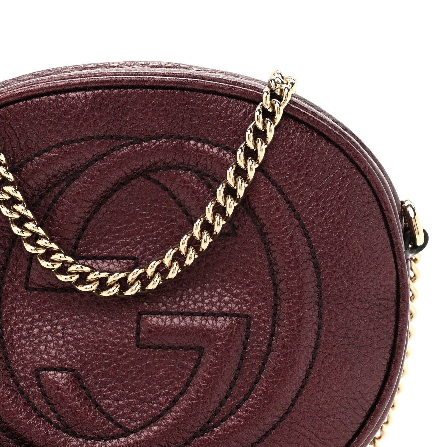 Gucci Metallic Pebbled Calfskin Mini Soho Chain Bag Purple 8 of 10