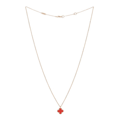Van Cleef & Arpels 18K Rose Gold Carnelian Sweet Alhambra Pendant Necklace 2 of 5
