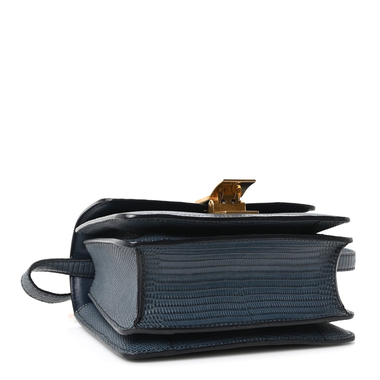 Lizard Small Classic Box Flap Bag Blue