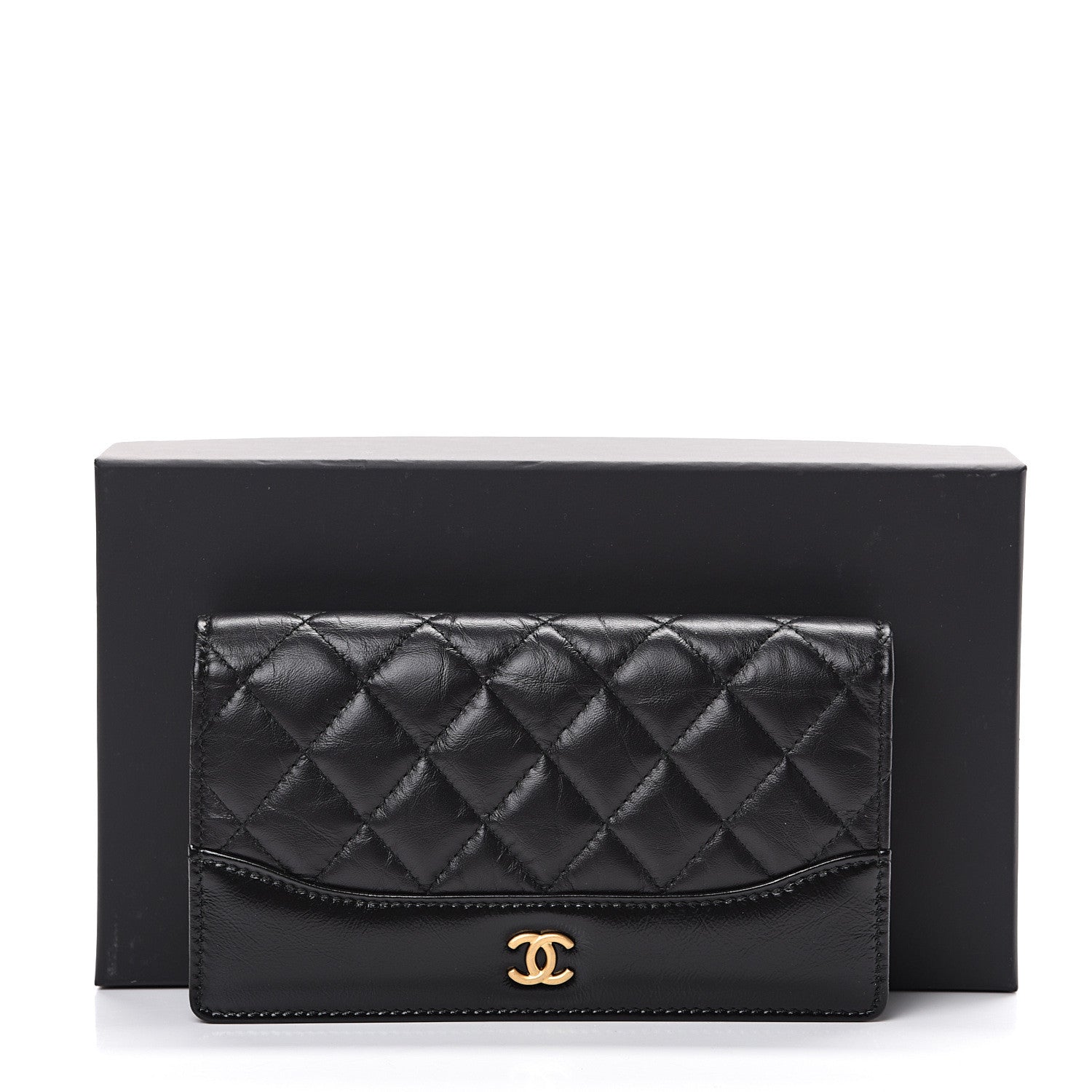 Chanel Aged Calfskin Quilted Gabrielle Yen Wallet Black 8 of 8