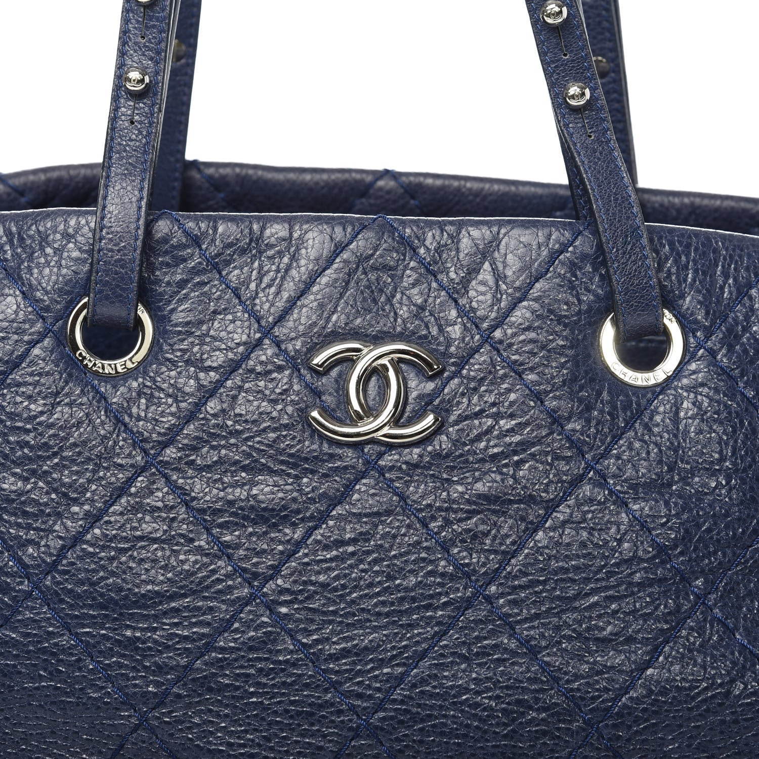 Chanel Glazed Calfskin Large On The Road Tote Dark Blue 12 of 12