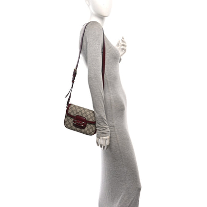 Gucci GG Supreme Monogram Horsebit 1955 Soft Small Shoulder Bag Beige Ebony Rosso Ancora 2 of 11