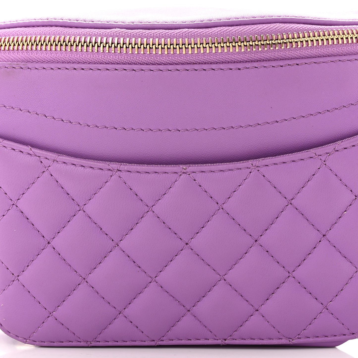 Lambskin Quilted Waist Belt Bag Purple