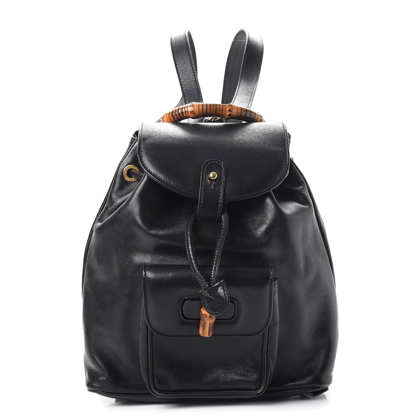 Calfskin Bamboo Backpack Black