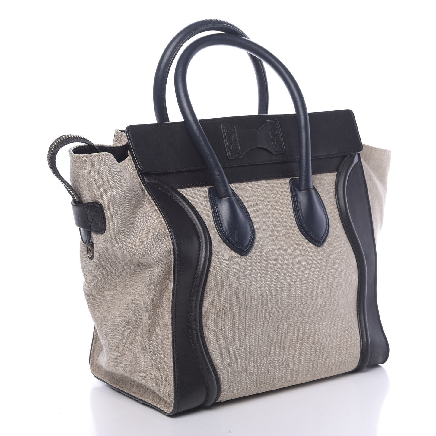 Natural Canvas Smooth Calfskin Mini Luggage Cream