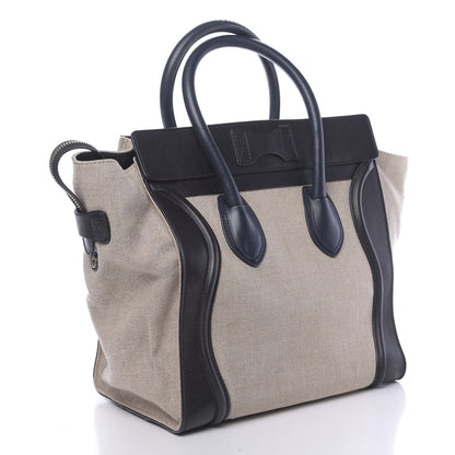Celine Natural Canvas Smooth Calfskin Mini Luggage Cream 3 of 13