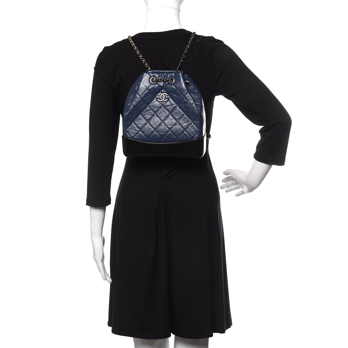 Aged Calfskin Quilted Small Gabrielle Backpack Blue Black