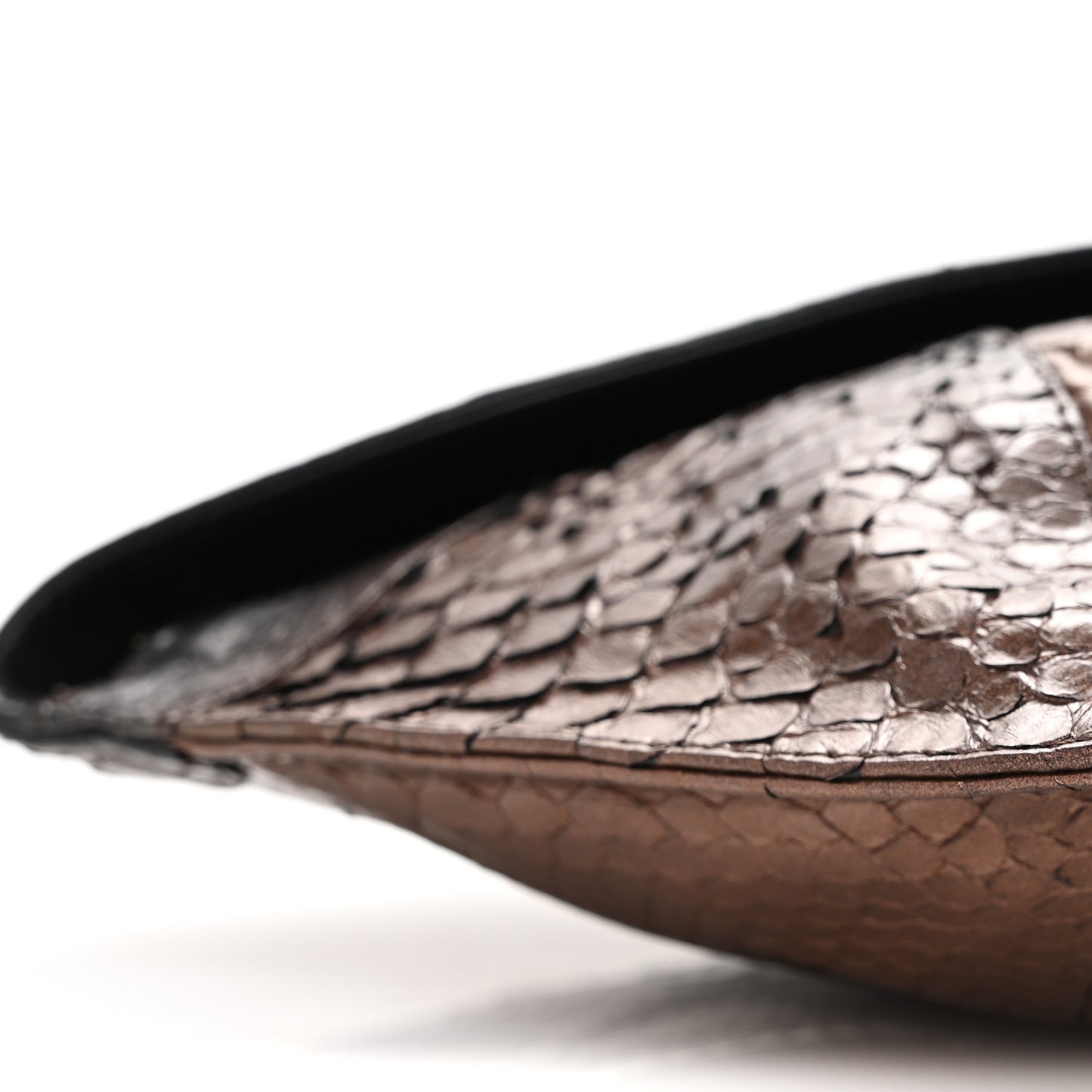 Metallic Snakeskin Lambskin Clutch Black Multicolor