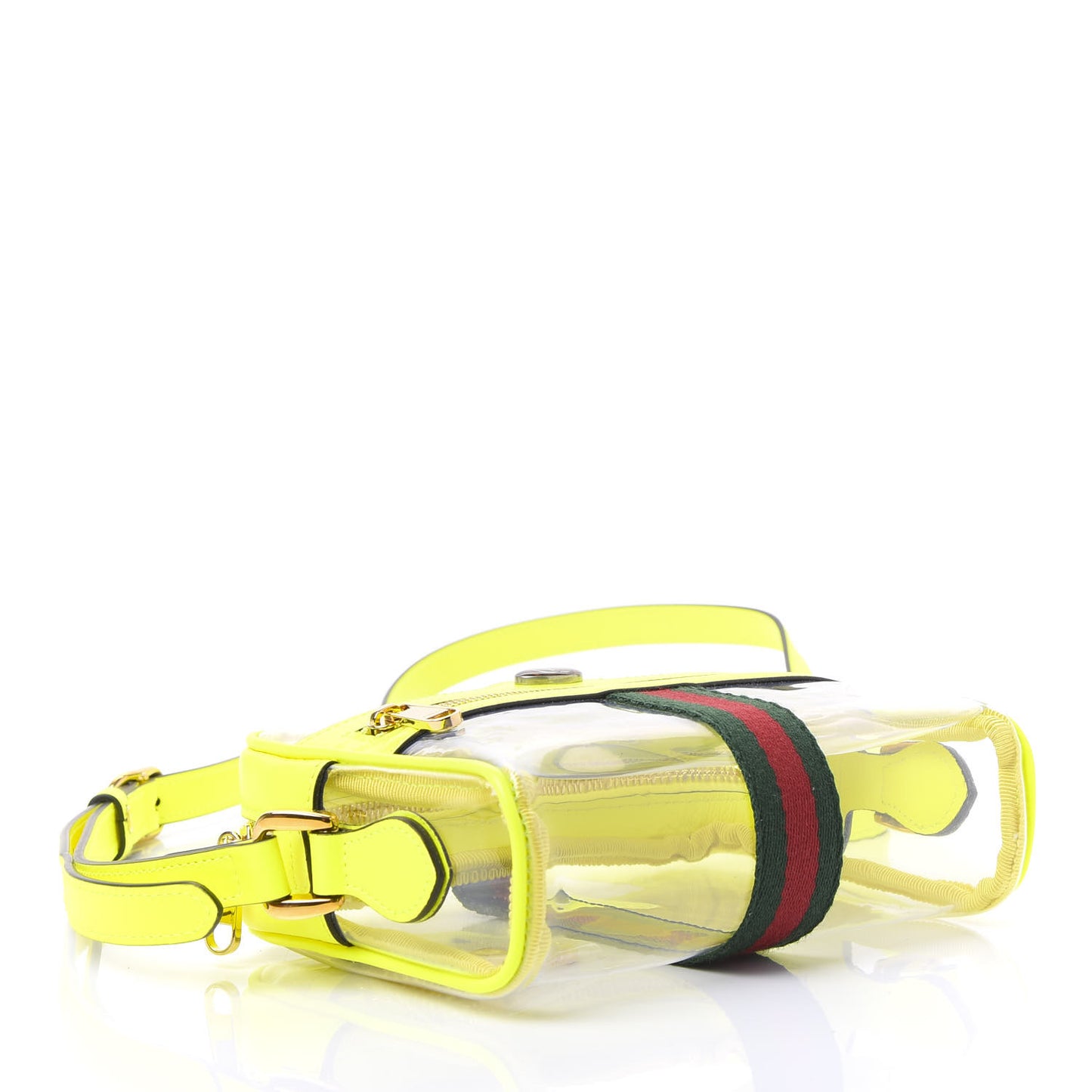 Vinyl Web Mini Ophidia Transparent Shoulder Bag Yellow Fluo