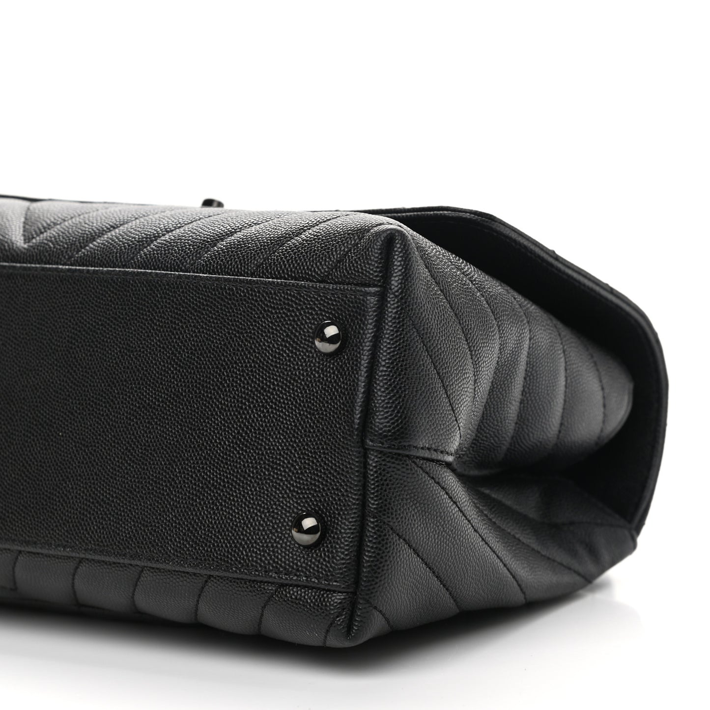 Caviar Chevron Quilted Small Coco Handle Flap So Black