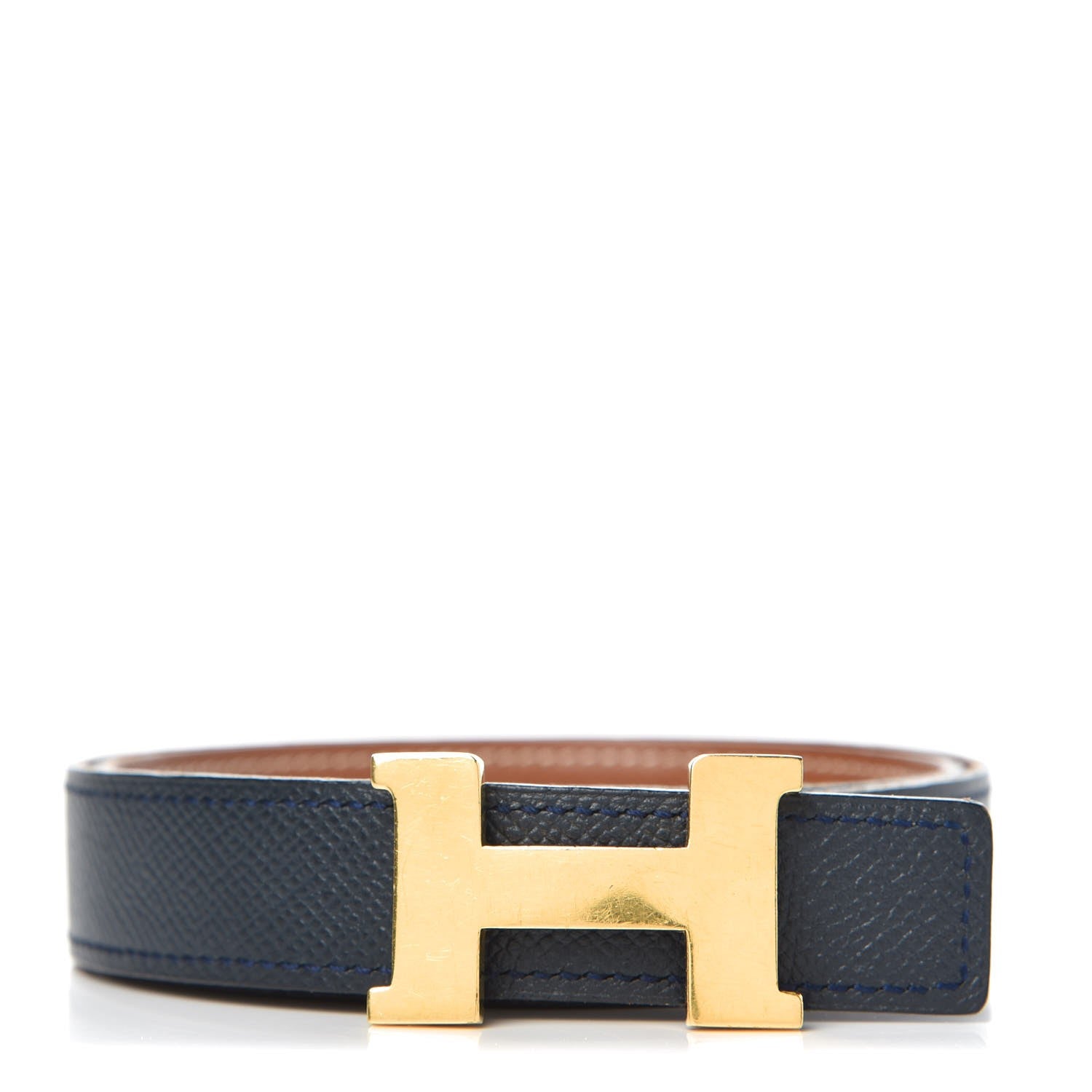 Hermes Courchevel 24mm Constance H Belt 65 Bleu Marine Gold 1 of 8