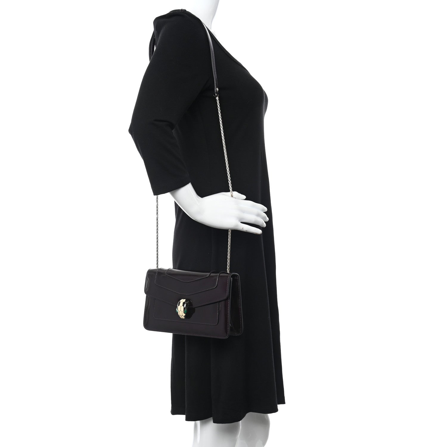 Bulgari Metallic Calfskin Serpenti Forever Shoulder Bag Plum 3 of 10