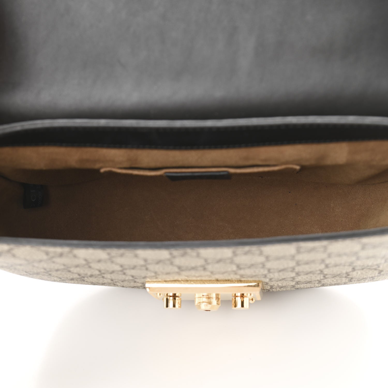 Gucci GG Supreme Monogram Web Medium Padlock Messenger Shoulder Bag Black 4 of 13