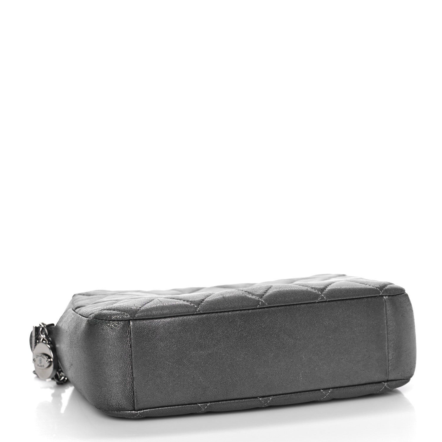 Chanel Metallic Calfskin Quilted Small Ballerine Camera Case Grey 4 of 15