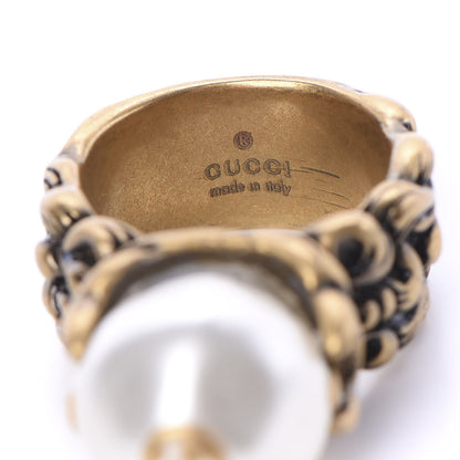 Gucci Metal Pearl Ring 7.25 Aged Gold 4 of 5