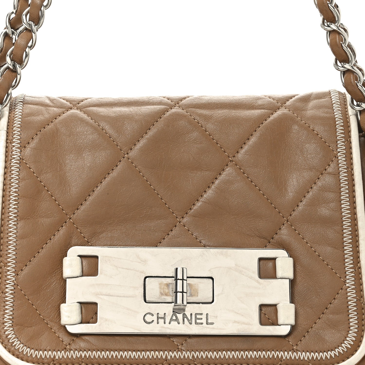Chanel Lambskin Quilted East West Accordion Flap Dark Beige 8 of 10