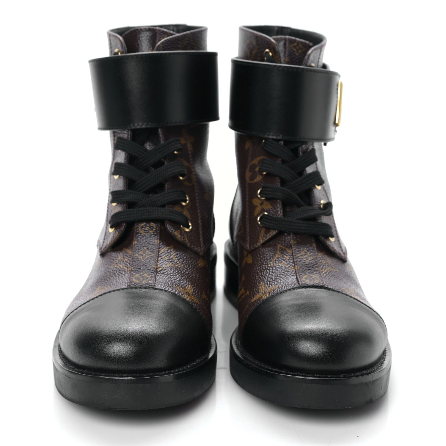 Louis Vuitton Calfskin Monogram Wonderland Flat Ranger Boots 39 Black 2 of 8
