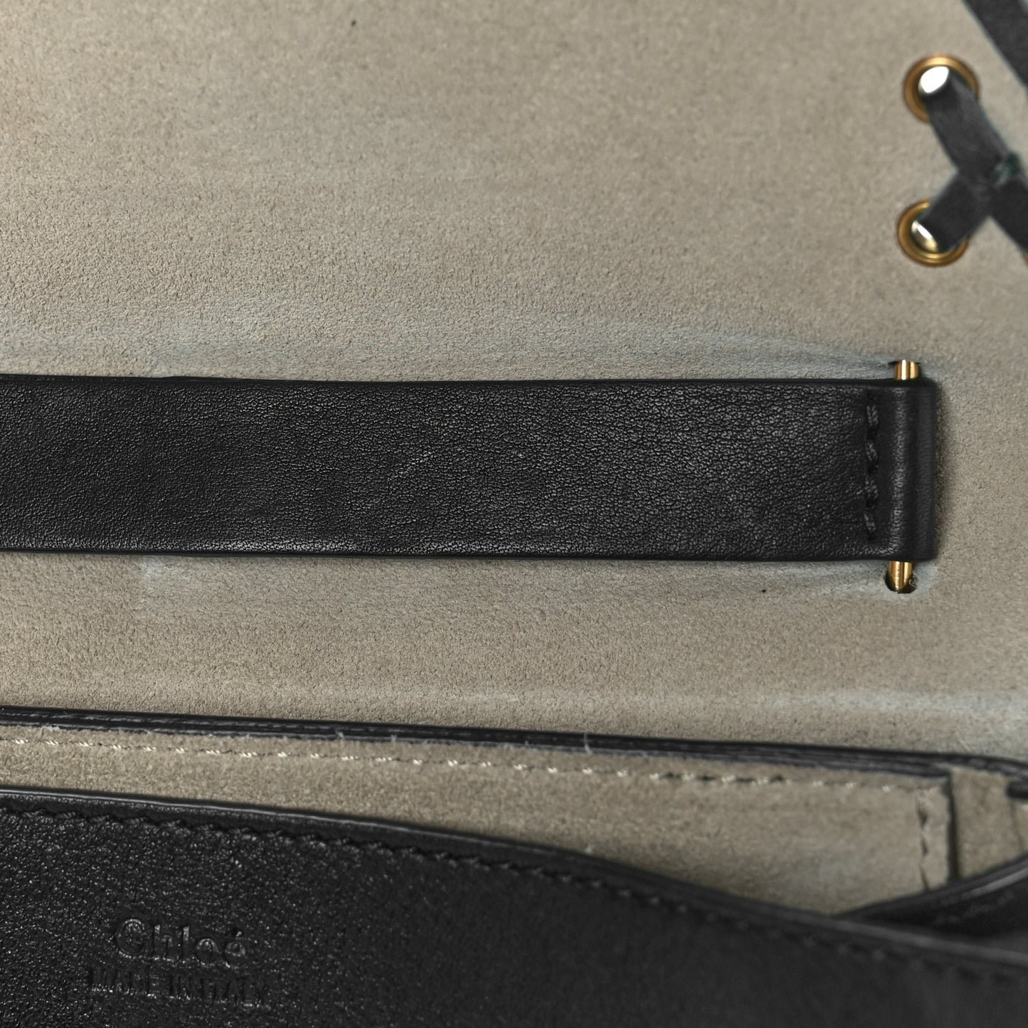 Calfskin Whipstitch Grommet Drew Shoulder Bag Black