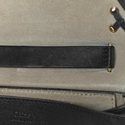 Chloe Calfskin Whipstitch Grommet Drew Shoulder Bag Black 9 of 9
