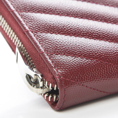 Saint Laurent Grain De Poudre Matelasse Chevron Monogram Zip Around Wallet Palissandre 5 of 8