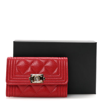 Chanel Caviar Quilted Boy Flap Card Holder Wallet Red 9 of 9
