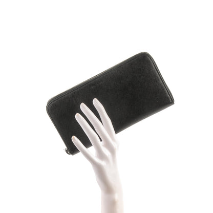 Prada Saffiano Zip Around Wallet Nero Black 2 of 7