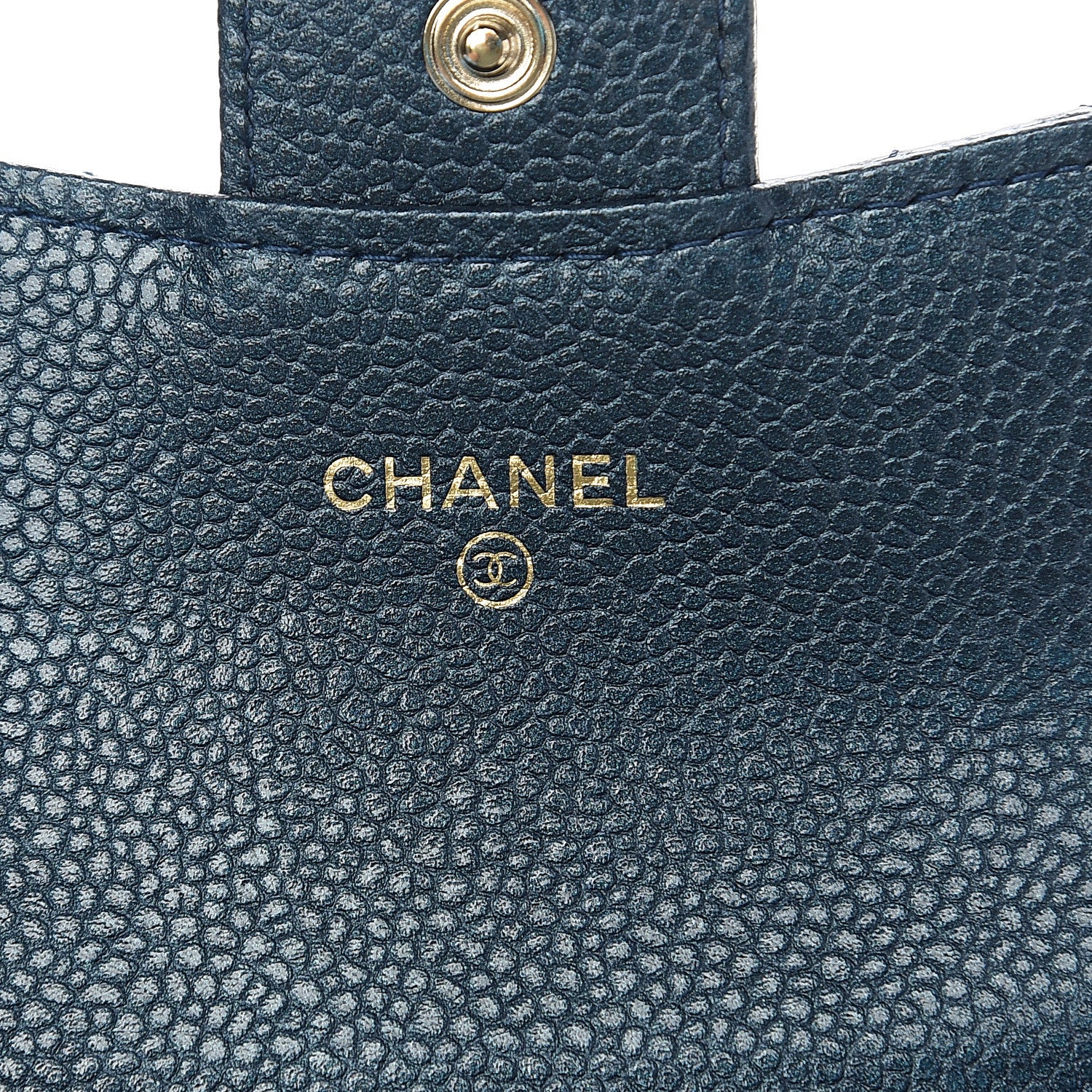 Chanel Metallic Caviar Quilted Flap Card Holder Wallet Dark Blue 5 of 8