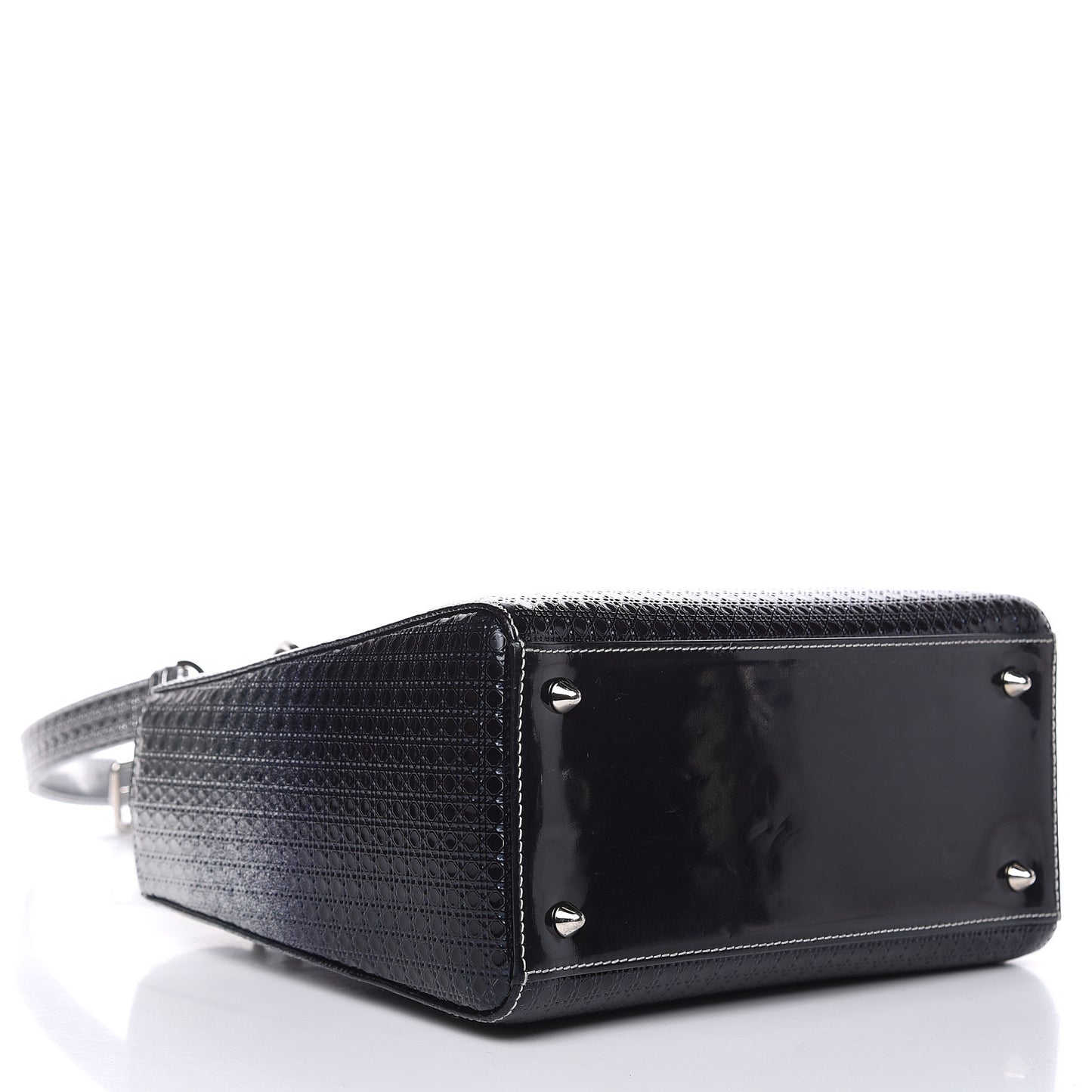 Metallic Patent Micro-Cannage Gradient Medium Lady Dior Silver Blue