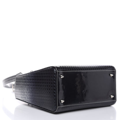 Christian Dior Metallic Patent Micro-Cannage Gradient Medium Lady Dior Silver Blue 4 of 9