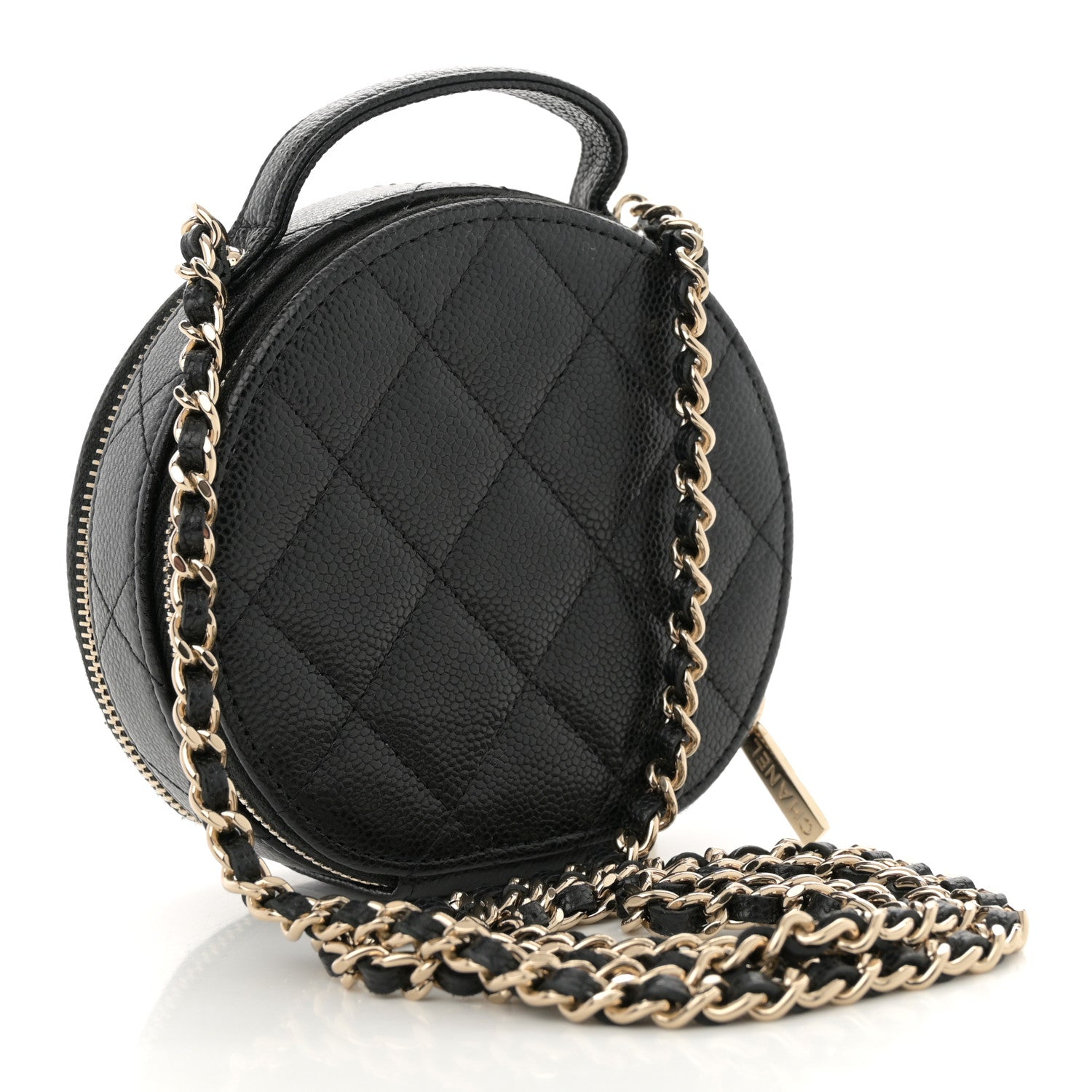 Chanel Caviar Quilted Round Handle With Care Vanity With Chain Black 3 of 10