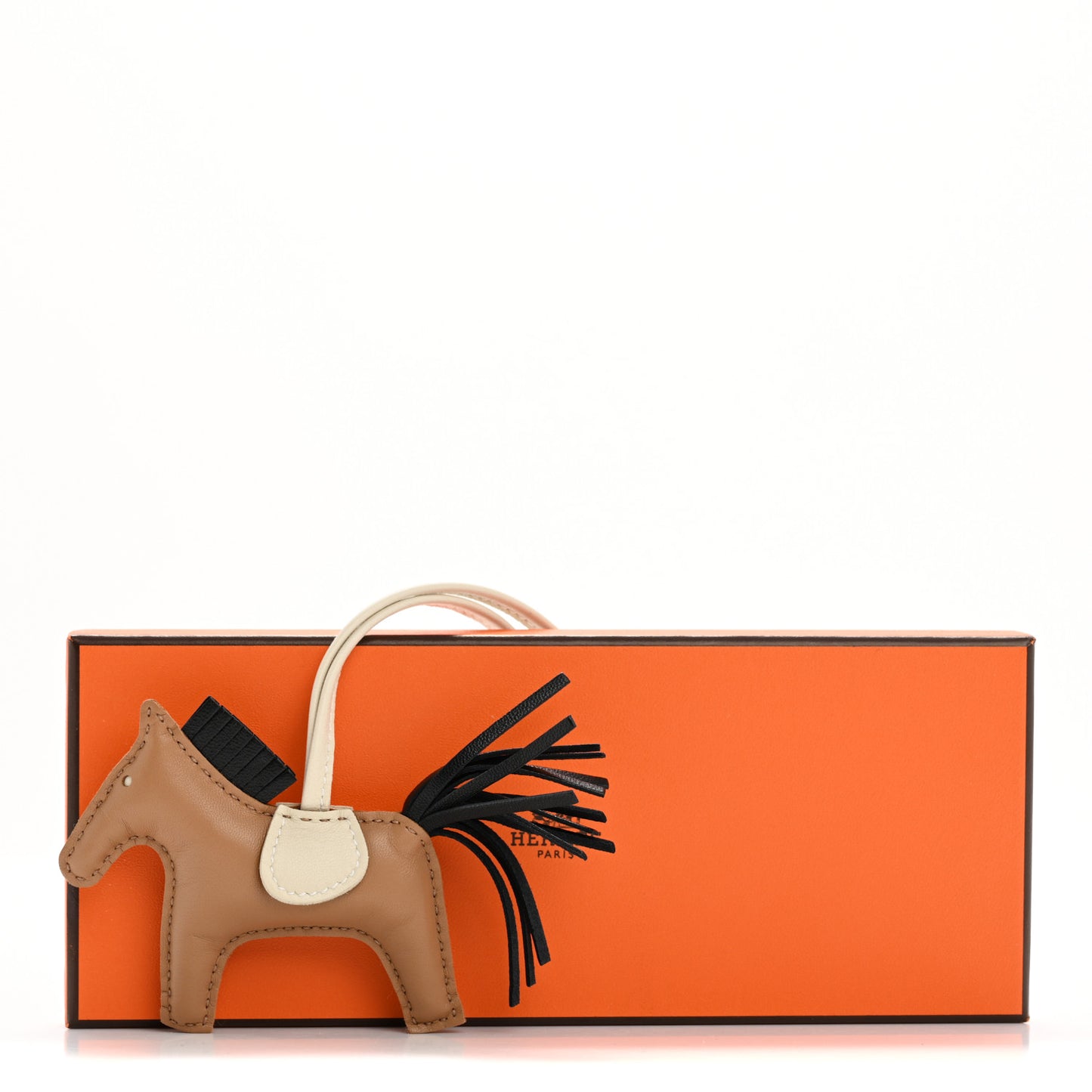 Milo Lambskin Grigri Rodeo Bag Charm PM Chai Black Craie