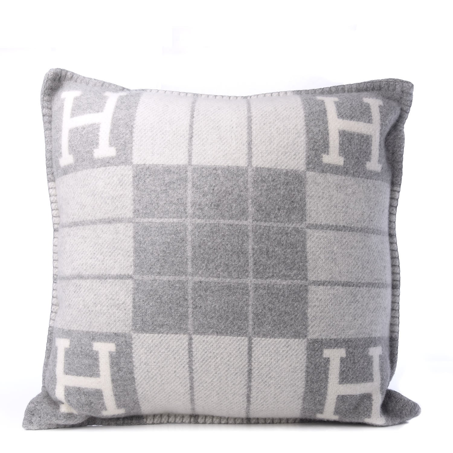 Hermes Wool Cashmere Avalon III Pillow PM Ecru Gris Clair 1 of 3