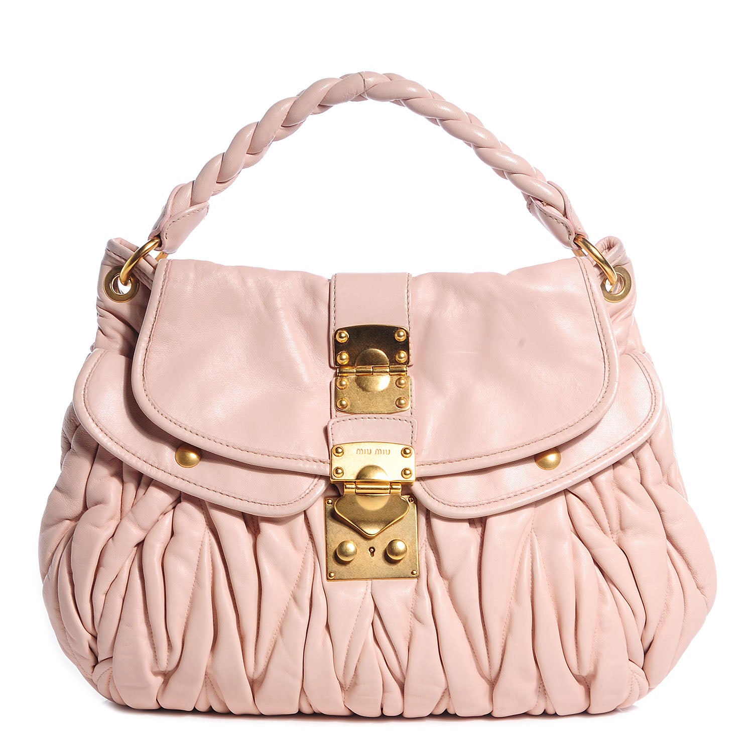 Miu Miu Matelasse Lux Nappa Coffer Hobo Cipria 1 of 10