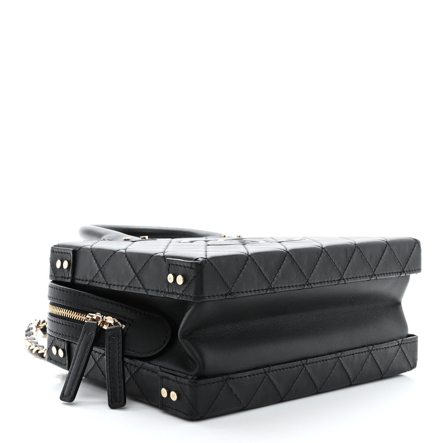 Chanel Calfskin Quilted Studded Square Vanity Case Black 4 of 10