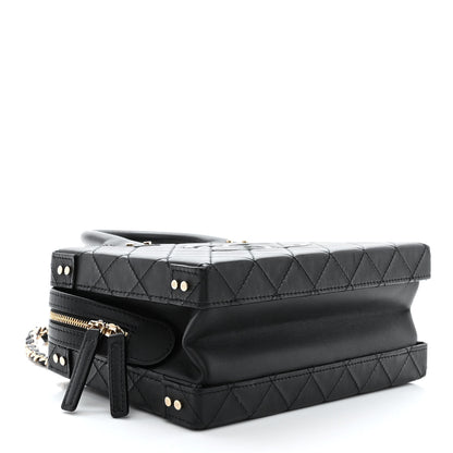 Chanel Calfskin Quilted Studded Square Vanity Case Black 4 of 10