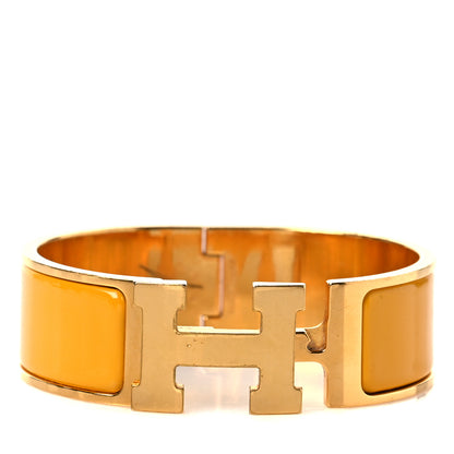 Hermes Enamel Wide Clic Clac H Bracelet GM Jaune Soleil 1 of 5