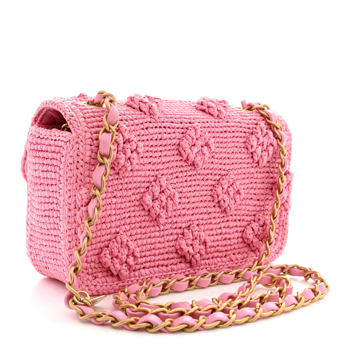 Chanel Raffia Small Dolce Raffia Flap Bag Pink 3 of 11