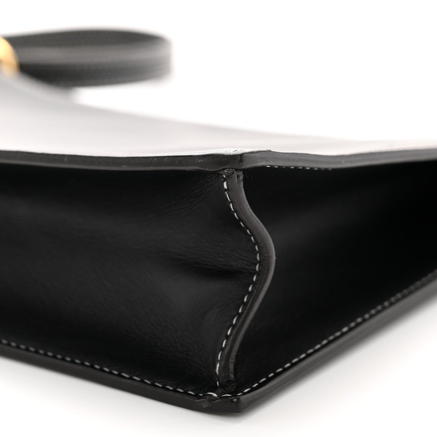 Smooth Calfskin Ring Clutch Black