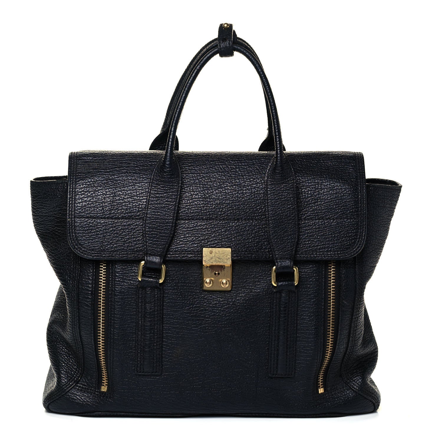 3.1 Phillip Lim Textured Calfskin Large Pashli Satchel Black 1 of 11