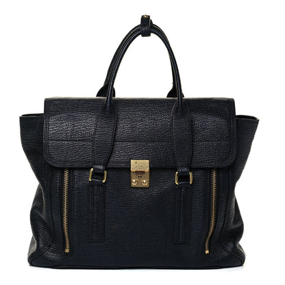 3.1 Phillip Lim Textured Calfskin Large Pashli Satchel Black 1 of 11