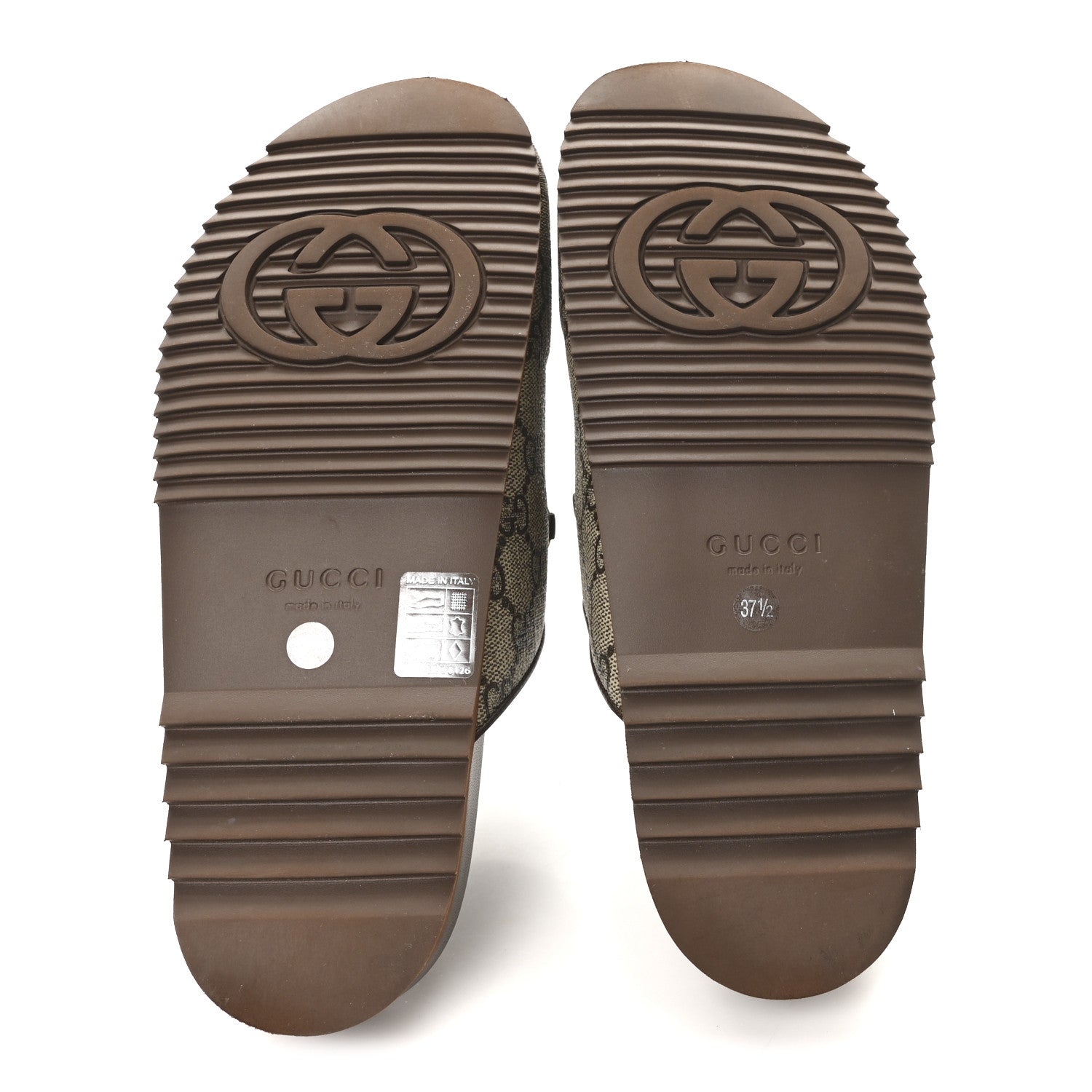 Gucci GG Supreme Monogram Miro Soft Calfskin Womens Horsebit Slippers 37.5 Beige Ebony New Acero 6 of 9