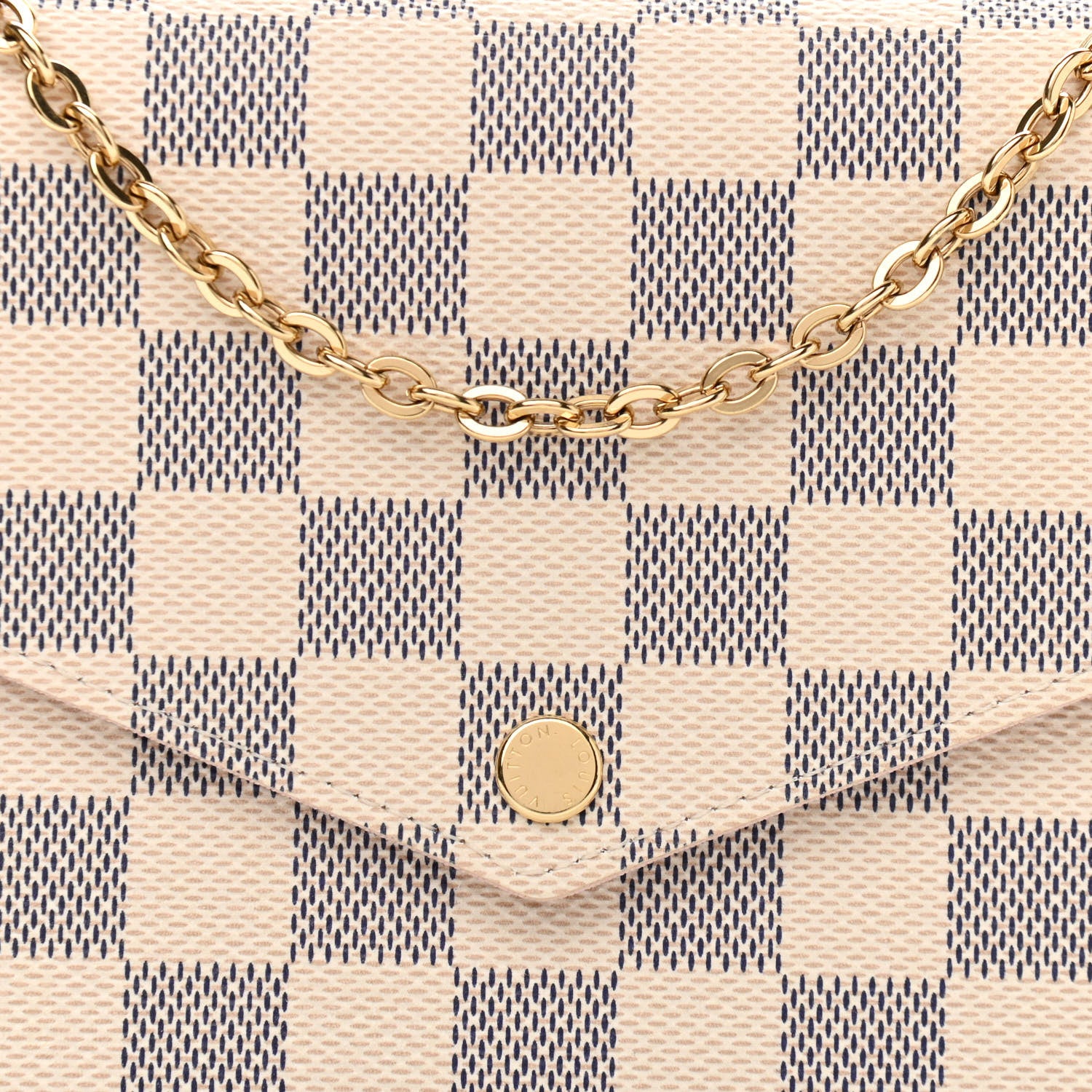 Louis Vuitton Damier Azur Pochette Felicie Chain Wallet Rose Ballerine 8 of 11