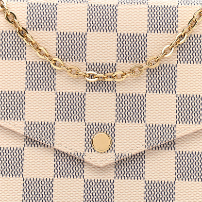 Louis Vuitton Damier Azur Pochette Felicie Chain Wallet Rose Ballerine 8 of 11