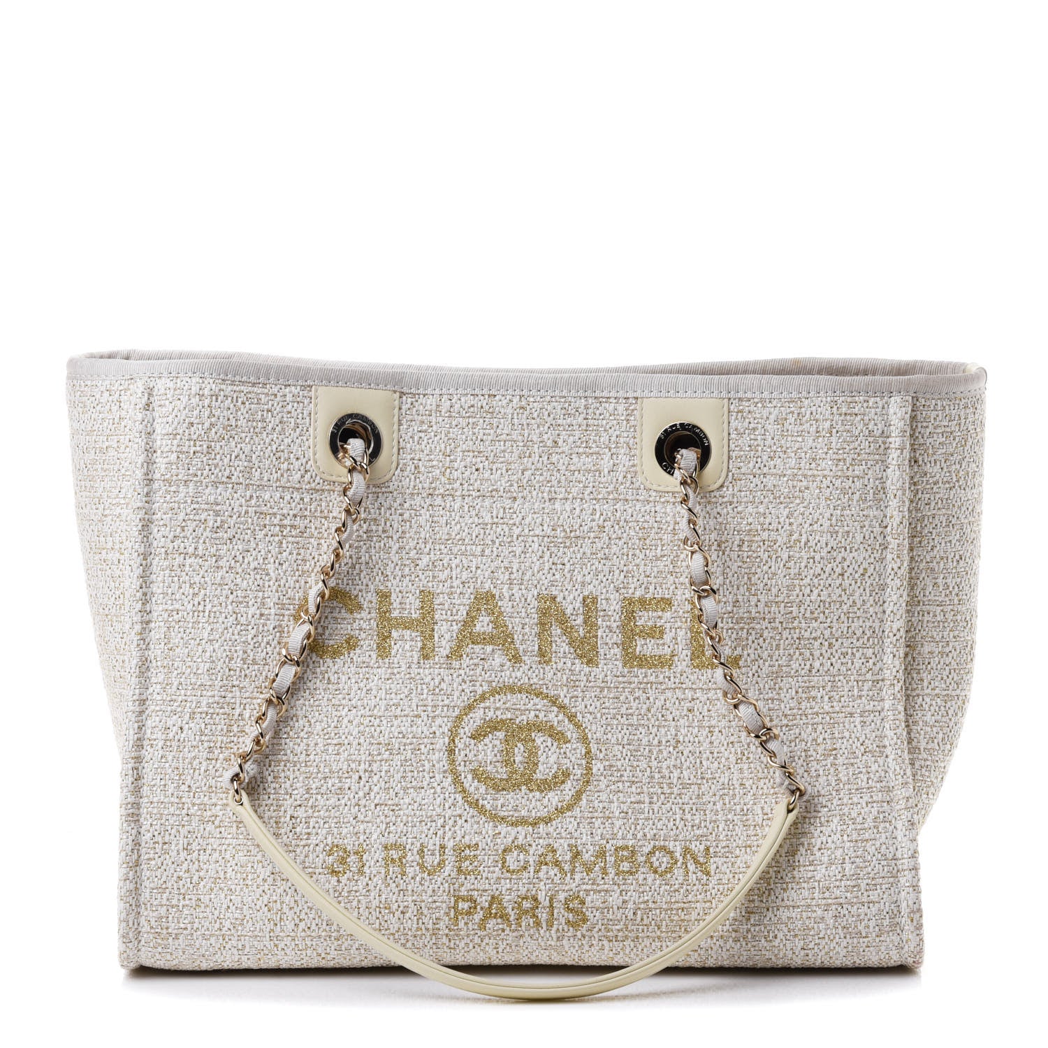 Chanel Lurex Boucle Small Deauville Tote Ivory 1 of 4