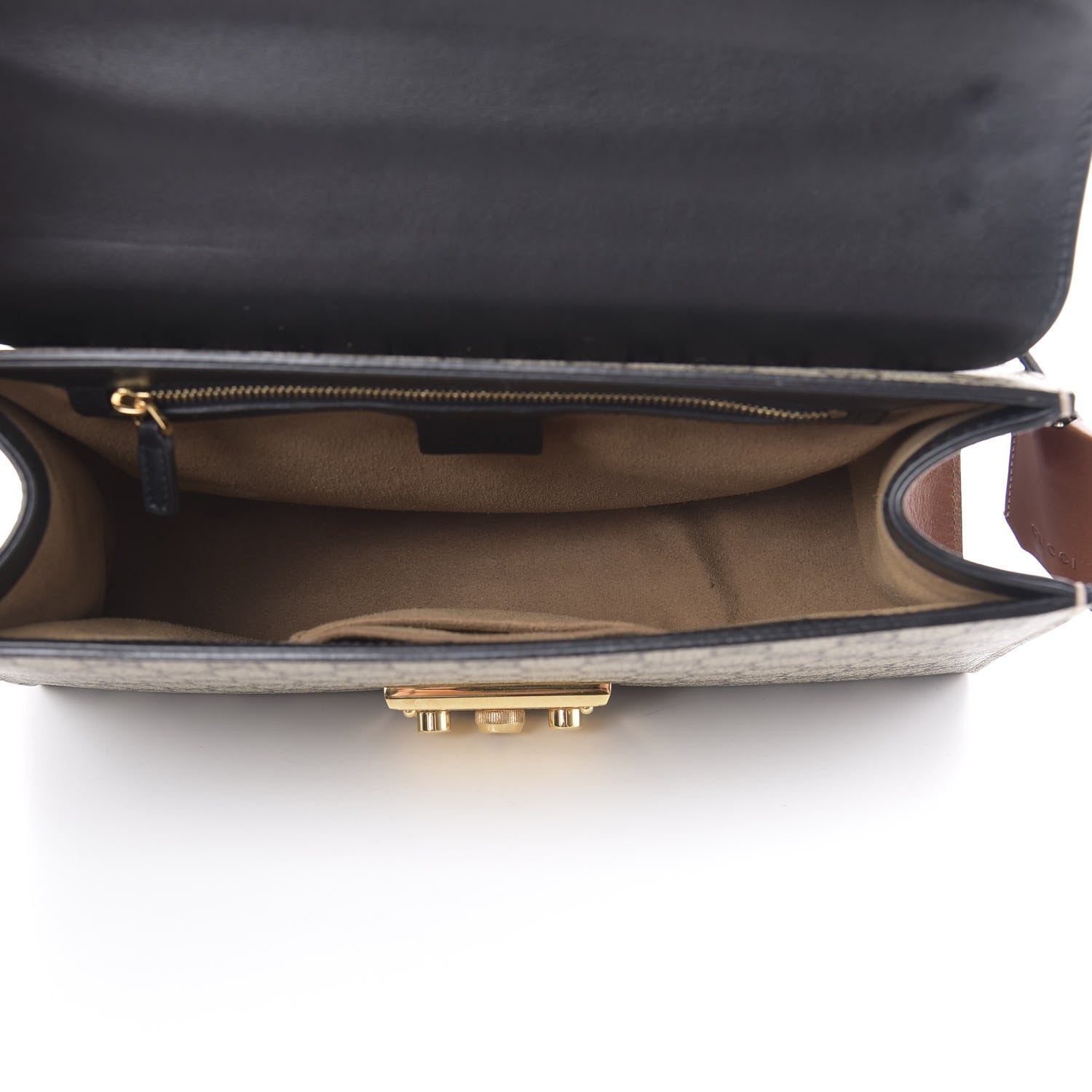 Gucci GG Supreme Monogram Calfskin Medium Padlock Shoulder Bag Beige Black Cuir 5 of 16