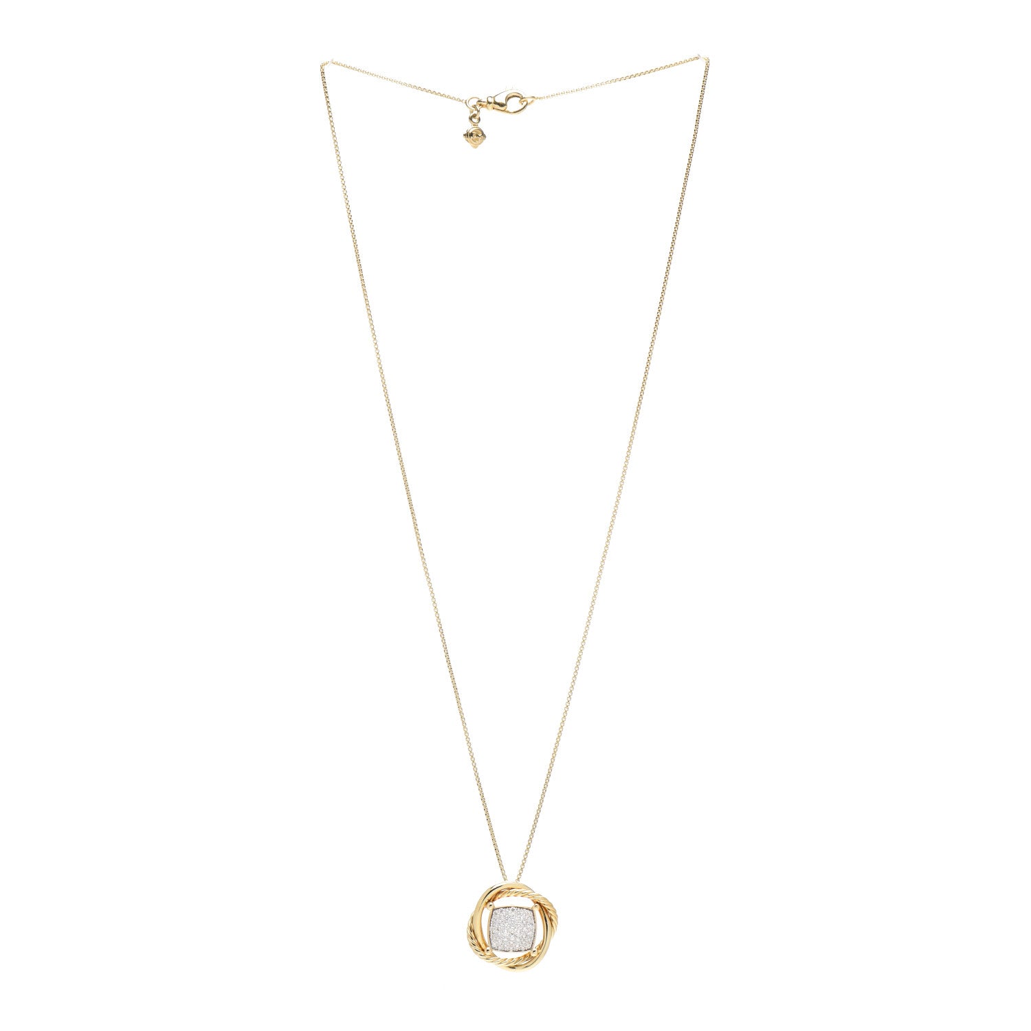 David Yurman 18K Yellow Gold Diamond 20mm Infinity Pendant Necklace 3 of 4