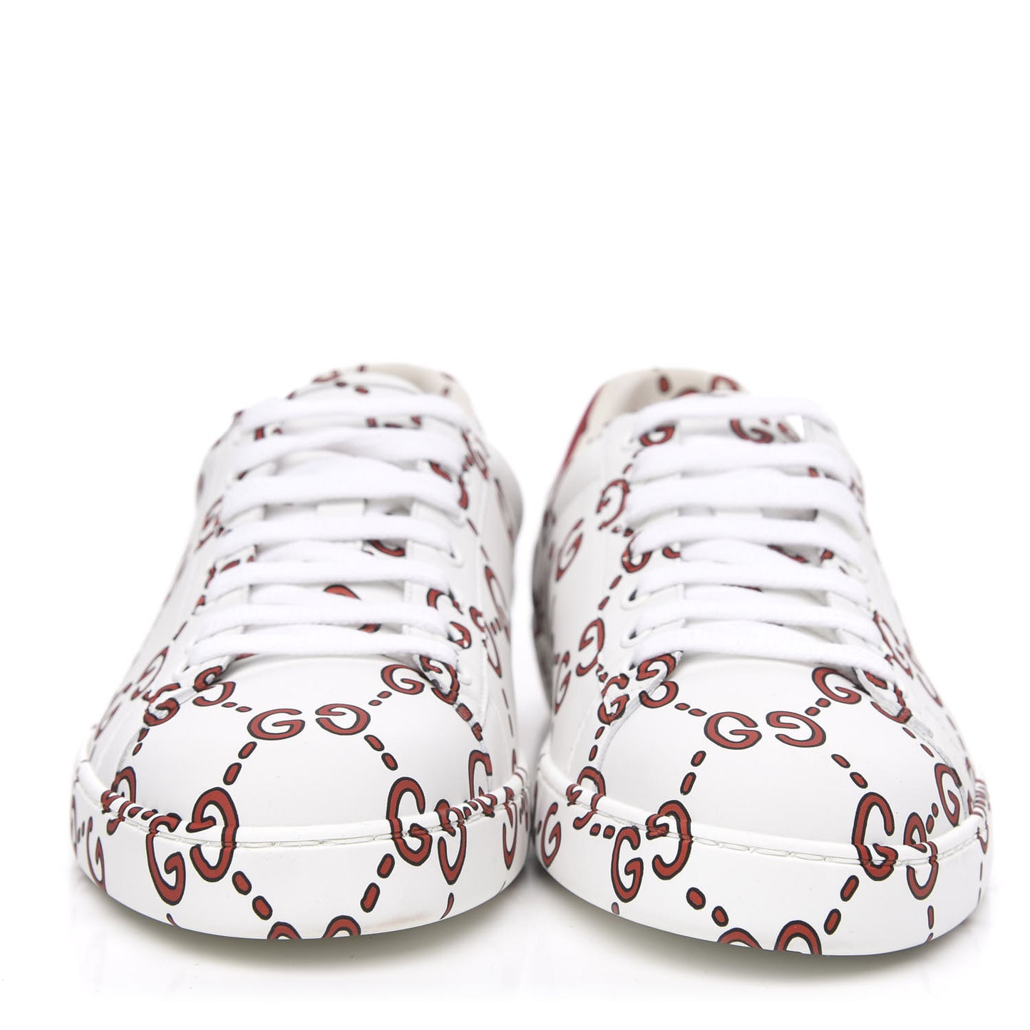Calfskin GucciGhost Print Mens Ace Sneakers 9.5 White Hibiscus Red