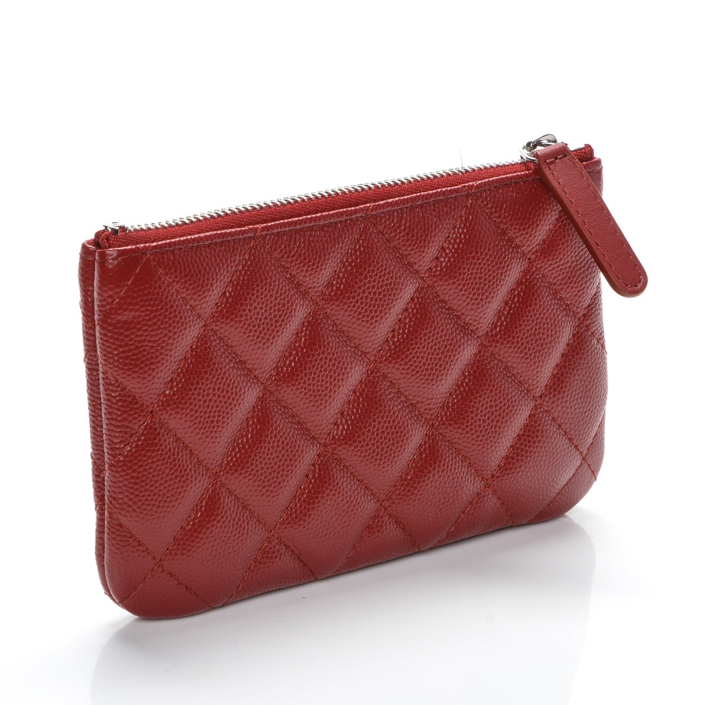 Caviar Quilted Small Cosmetic Case Dark Red