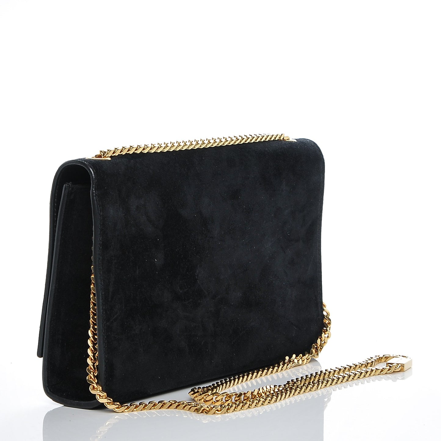 Suede Medium Classic Monogram Kate Tassel Satchel Black