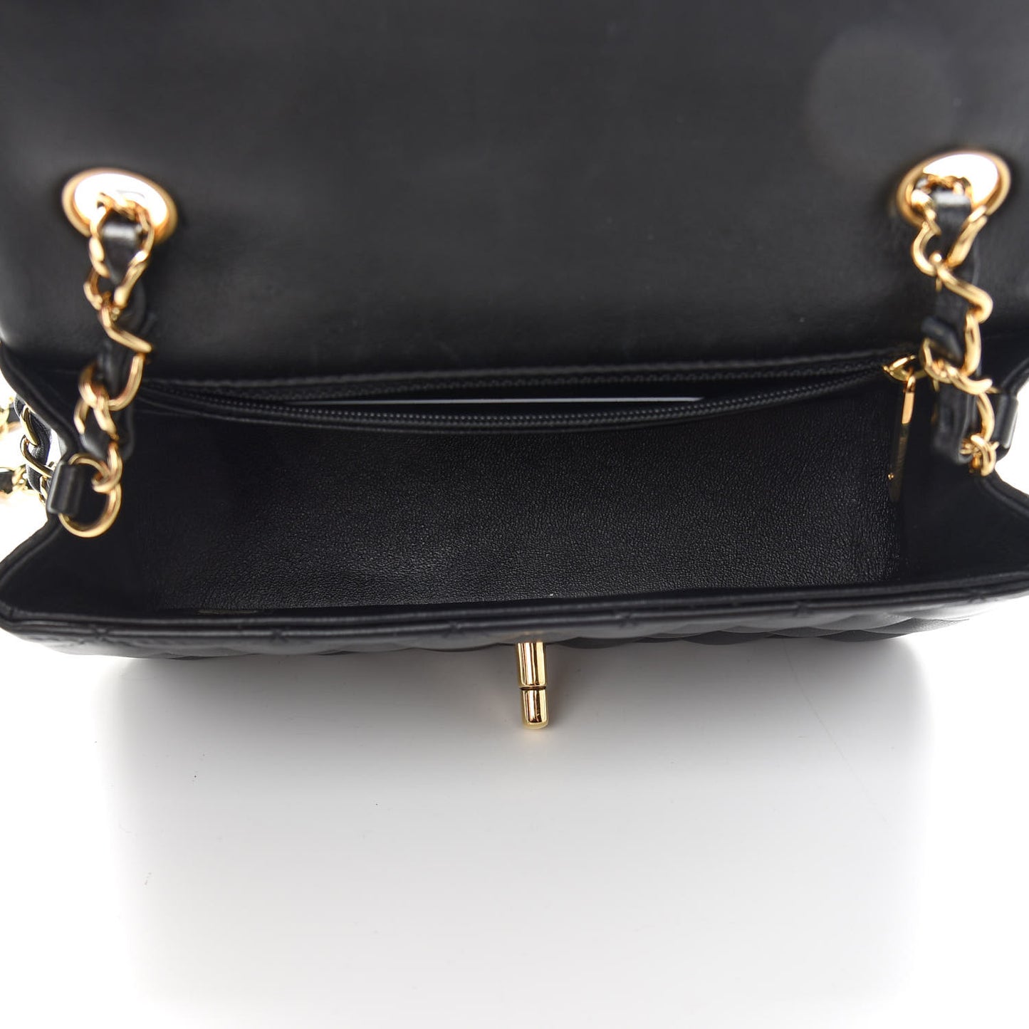 Lambskin Quilted Mini Rectangular Flap Black